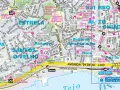Lizbona powierzchnia: mapa z zaznaczonymi ulicami, budynkami i punktami orientacyjnymi, w tym stacją Cais do Sodré.