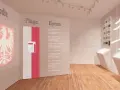 Wystawa o symbolach narodowych, gdzie znajduje się muzeum hymnu narodowego. Widzimy godło, flagę i tekst pieśni.