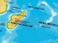 Mapa pokazuje, gdzie leży Mauritius, na wschód od Madagaskaru.