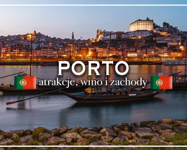 Porto, jedno z największych miast w Portugalii, zachwyca widokiem na rzekę Douro, tradycyjne łodzie i oświetlone wzgórza.