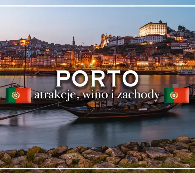 Porto, jedno z największych miast w Portugalii, zachwyca widokiem na rzekę Douro, tradycyjne łodzie i oświetlone wzgórza.